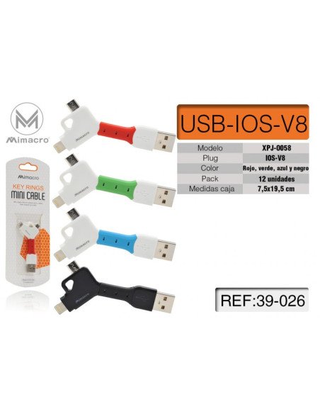 Mini cable micro usb y ios