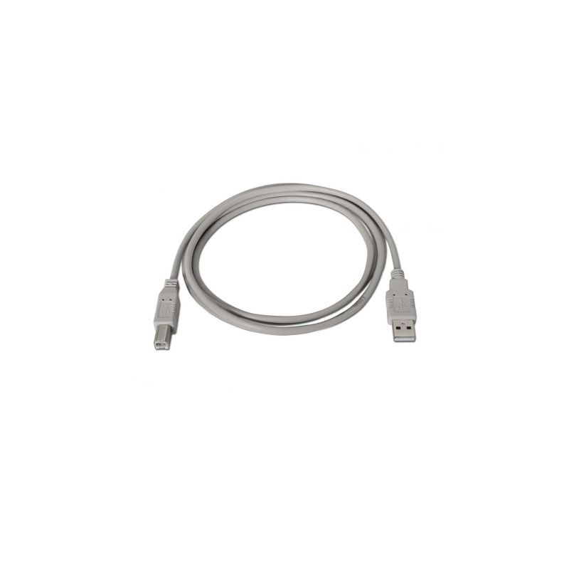 Cable USB 2.0 Impresora Aisens A101-0001/ USB Tipo-B Macho - USB Macho/ Hasta 2.5W/ 60Mbps/ 1m/ Beige