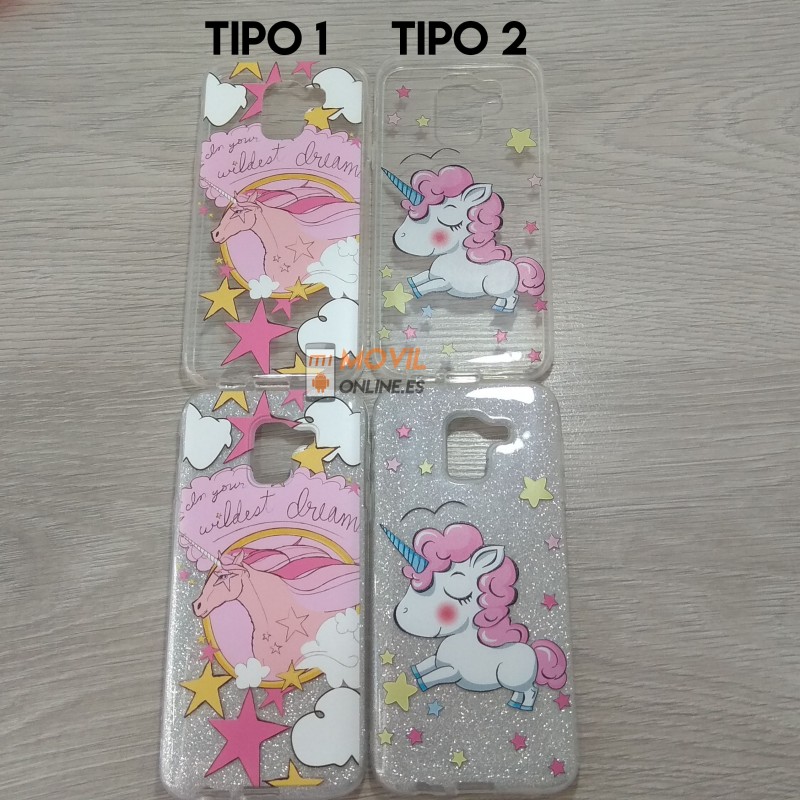 Funda de dibujos con purpurina para Samsung Galaxy J4 2018