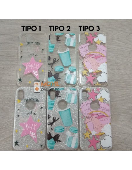 Funda de dibujos con purpurina para iPhone X / XS