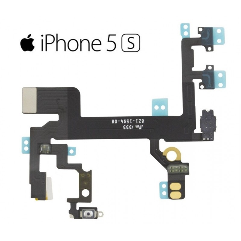 Flex de botones laterales de volumen, encendido, bloqueo con micrófono para iPhone 5S