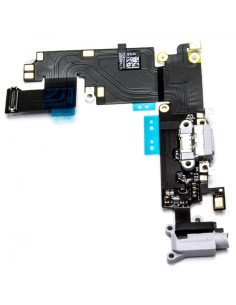 Flex con conector de carga lightning y conector de audio jack gris espacial para iPhone 6 plus