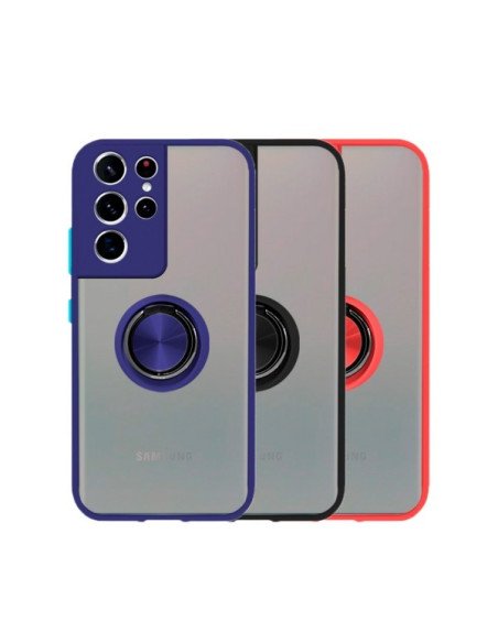 Funda Gel Samsung Galaxy S21 Ultra Iman con soporte Smoked