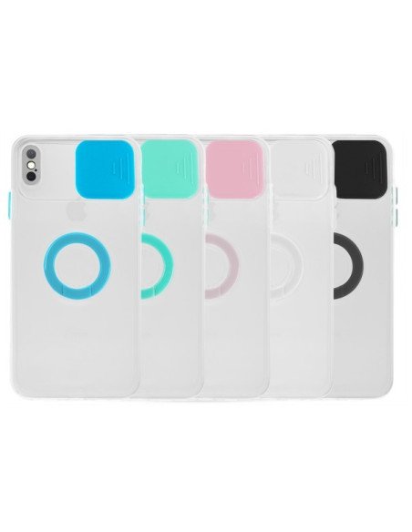 Funda Redmi Note 10 Transparente con Anilla y Cubre Cámara 5 Colores