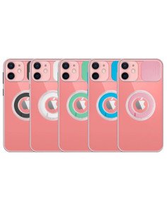 Funda iPhone 13 Mini Transparente con Anilla y Cubre Cámara