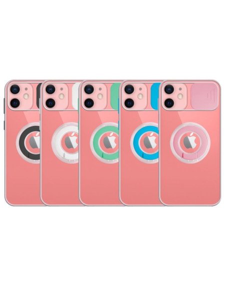 Funda iPhone 13 Pro Max Transparente con Anilla y Cubre Cámara