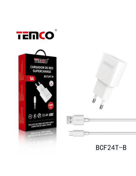 Cargador 5A con cable Tipo C (24W)