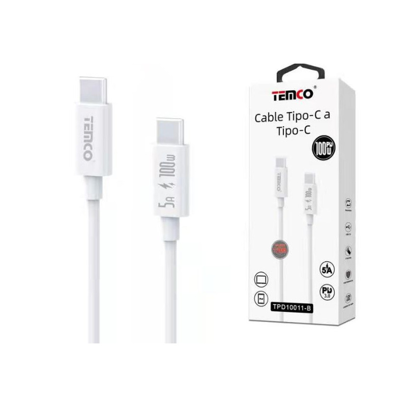 Cable Tipo C a Tipo C 5A 1,2m (PD100W)