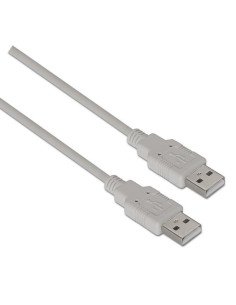Cable USB 2.0 Aisens A101-0021/ USB Macho - USB Macho/ 1m/ Beige
