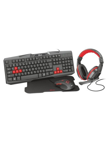 Pack Gaming Trust Gaming Ziva/ Teclado + Auriculares + Ratón Óptico + Alfombrilla