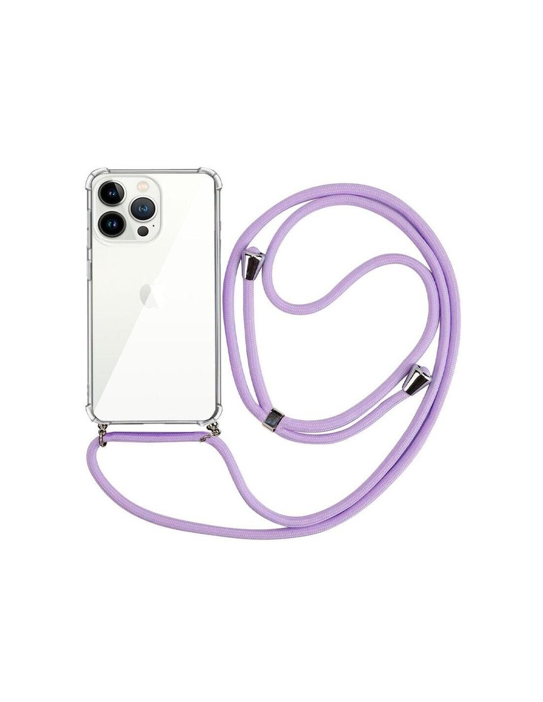 Funda con cuerdas lila para iPhone 14 Pro