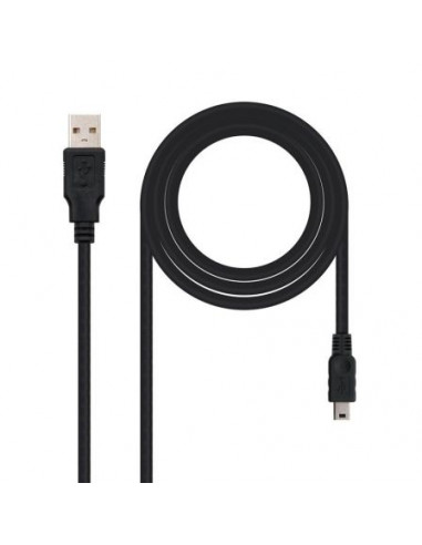Cable USB 2.0 Macho - MiniUSB Macho/ 1m/ Negro