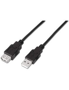 Cable Alargador USB 2.0 Aisens A101-0016/ USB Macho - USB Hembra/ 1.8m/ Negro