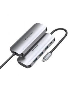 Docking USB Tipo-C Vention THFHB/ 1xHDMI 4K/ 3xUSB/ 1xUSB Tipo-C PD/ Gris