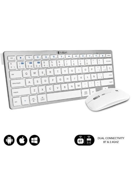 Teclado y Ratón Inalámbrico Subblim OCO010 Combo Multidispositivo Compacto / Plata