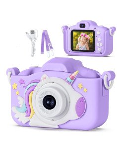 Cámara de fotos/videos infantil unicornio Lila