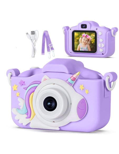 Cámara de fotos/videos infantil unicornio Lila