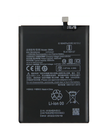 Bateria BN5A Para Xiaomi redmi 10 / Redmi Note 10 5G / poco M3 Pro / poco F3 Pro 4900mAh