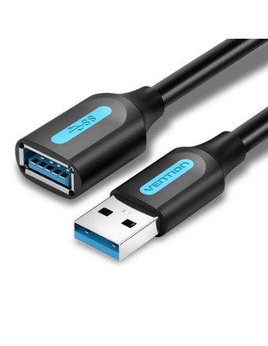 Cable Alargador USB 3.0 Vention CBHBH/ USB Macho - USB Hembra/ 5Gbps/ 2m/ Negro