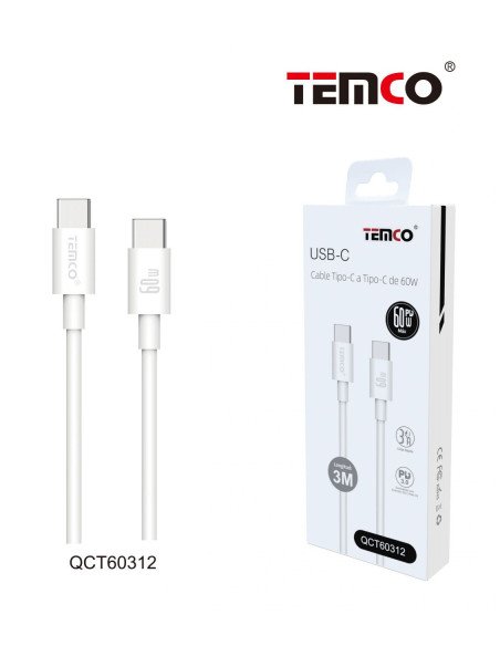 Cable Tipo C a Tipo C 3A 3M PD60W